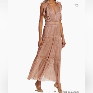 Sabina Musáyev Helena Metallic Tiered Maxi Dress NWT
